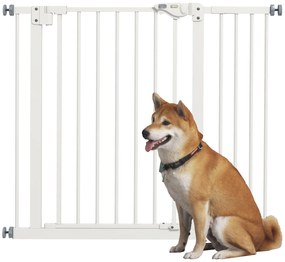 PawHut Barieră de siguranță animale ușă închidere automată sistem de dublă blocare fără găuri 1 extensie albă | Aosom Romania