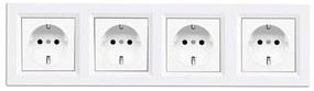 Nova IV patru prize cu împământare 16A 250V cu cadru alb