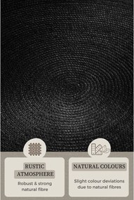 Covor negru reversibil/țesut manual rotund din iută ø 140 cm Braided – Hanse Home
