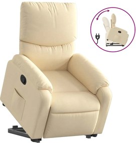 vidaXL Fotoliu rabatabil cu ridicare pe verticală, crem, textil