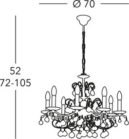 Kolarz CARMEN 3234.88.3.KoT - candelabru de cristal suspendat pe lanț, 8xE14/60W/230V, placat cu aur 24K