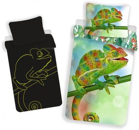 Animale Set lenjerie pat Chameleon, fosforescentă în întuneric 140×200cm, 70x90 cm
