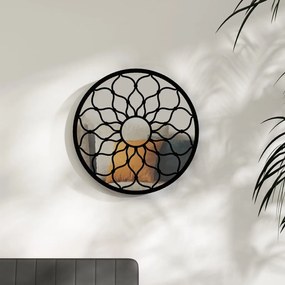 Oglinda rotunda,negru,60x3 cm,fier,pentru utilizare in interior 1, Negru, 60 x 3 cm