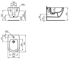 Bideu suspendat negru mat Ideal Standard Tesi