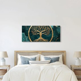 Tablou – Arborele vieții auriu în marmură (120x50 cm)