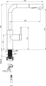 MOMI Baterie pentru bucătărie cu pipă extractibilă – Bronz Periat BKM_C73M