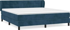 vidaXL Pat box spring cu saltea, albastru închis, 180x200 cm, catifea