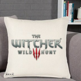 Perna Personalizata The Witcher 3 Wild Hunt, 40x40 cm, Crem Reliefat, Husa Detasabila, Perna Inclusa, BEKZ®