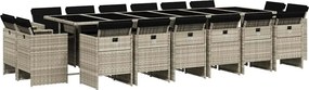 vidaXL Set mobilier de grădină cu perne 17 piese gri deschis poliratan