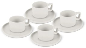 Set 4 cani cu farfurii espresso Sahara Berlinger Haus BH 10015, ceramica, crem