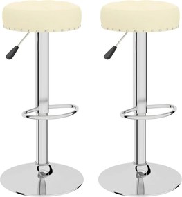 vidaXL Scaune de bar, 2 buc., crem, material textil