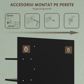 HOMCOM Oglindă de Baie cu Poliță, Oglindă Montată pe Perete, Oglindă cu 4 Rafturi de Depozitare pentru Machiaj, 45x15x58.5 cm, Negru | Aosom Romania