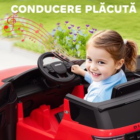 AIYAPLAY Mașină Electrică pentru Copii 3-6 Ani cu Telecomandă, Centură, Muzică, Claxon și Faruri, 106x65.5x51 cm, Roșu | Aosom Romania