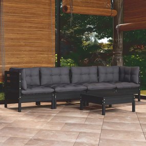 3096158 vidaXL Set mobilier de grădină cu perne, 5 piese, lemn masiv de pin
