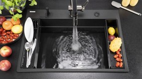 Baterie pentru chiuveta bucatarie, titan, cap mixer, pipa flexibila, 2 tipuri de jet, Deante Magnetic
