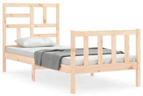 3193036 vidaXL Cadru de pat cu tăblie single mic, lemn masiv