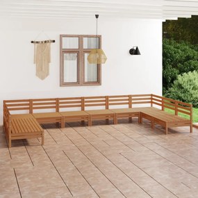 3083427 vidaXL Set relaxare de grădină, 10 piese, maro miere, lemn masiv pin