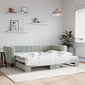 3196691 vidaXL Pat de zi cu extensie, gri deschis, 90x200 cm, catifea