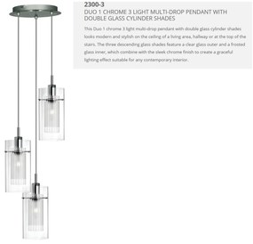 Lustra suspendata design modern Duo 3L crom 2300-3 SRT