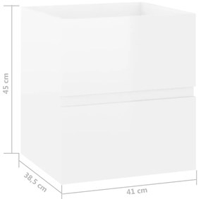 Dulap de chiuveta, alb extralucios, 41x38,5x45 cm, PAL Alb foarte lucios, 1