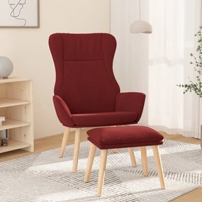 3097890 vidaXL Scaun de relaxare cu taburet, roșu vin, textil