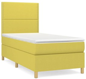 3142216 vidaXL Pat box spring cu saltea, verde, 80x200 cm, textil
