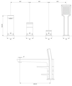 Baterie de cadă cu 4 căi OMNIRES PM7432CR PARMA crom lucios
