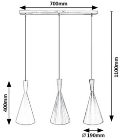 Lustra suspendata design modern Trincola alb, argintiu, negru