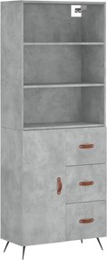 vidaXL Dulap înalt, gri beton, 69,5x34x180, lemn compozit
