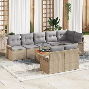 vidaXL Set de canapele pentru grădină 9 pcs Bej Rattan poli