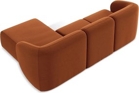 Colțar teracotă cu tapițerie din catifea (cu colț pe partea dreaptă/cu șezlong) Lani – Makamii