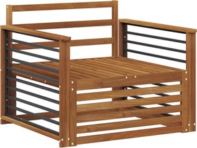 vidaXL 2 Bucată Sofa cu Brațe Lemn Solid de Acacia natural