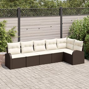 vidaXL Set de canapele pentru grădină cu pernă 6 pcs Maro Rattan poli
