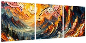 Tablou - Munte acoperit de soare (cu ceas) (90x30 cm)
