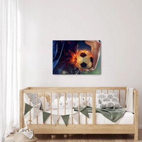 Tablou - Minge de fotbal în flăcări (70x50 cm)