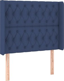 vidaXL Tăblie de pat cu aripioare, albastru, 93x16x118/128 cm, textil