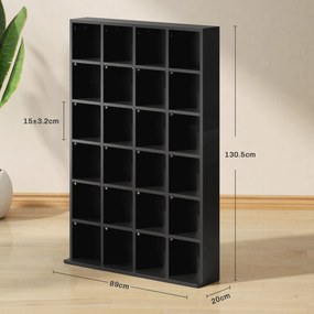 HOMCOM Mobilier de depozitare multimedia 480 CD/312 DVD - bibliotecă din lemn cu rafturi reglabile, 89 x 130,5 cm, negru | Aosom Romania