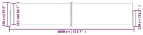 Copertina laterala retractabila, crem, 220x1000 cm Crem, 220 x 1000 cm