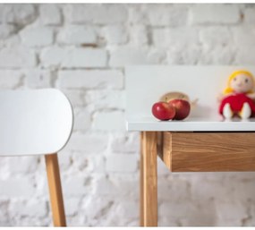 Birou cu bază din lemn de frasin Ragaba Luka, lungime 65 cm, alb