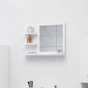 805012 vidaXL Oglindă de baie, alb extralucios, 60 x 10,5 x 45 cm, PAL