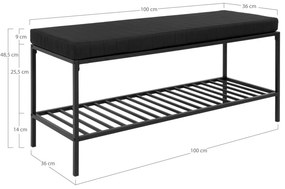Vita bench, negru, cu picioare negre, 100x36x48,5 cm