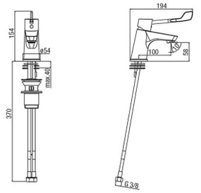 Baterie lavoar Sapho LEA, 15,4 cm, crom lucios