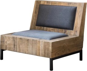 Fotoliu lounge din lemn masiv de ulm cu tapițerie din bumbac gri, „Meribel”