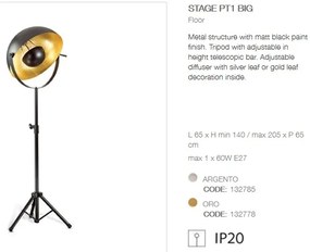 Lampadar cu trepied design industrial STAGE PT1 BIG ARGENTO 132785