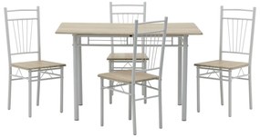 Set dining/bucatarie InArt, masa si 4 scaune, 120x69x75 cm, lemn de mesteacan/fier