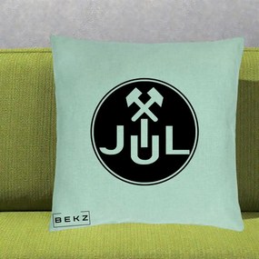 Perna Personalizata JUL Jiul Lupeni Fotbal, 40x40 cm, Verde Menta, Husa Detasabila, Perna Inclusa, BEKZ®