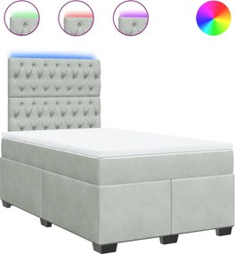 vidaXL Pat continental cu saltea, gri deschis, 120x200 cm, catifea