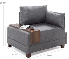 Fotoliu de colț TULA, gri, orientare dreaptă