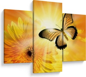 Tablou - Fluture galben cu flori (90x60 cm)