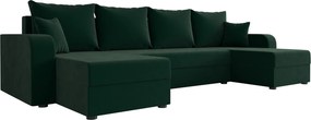 Coltar extensibil in forma de U VALERIO 305x140 cm, verde inchis
